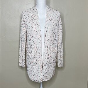 MAURICES Cream & Pastel Open Front Long Cardigan Nubby Textured Knit NWT XS